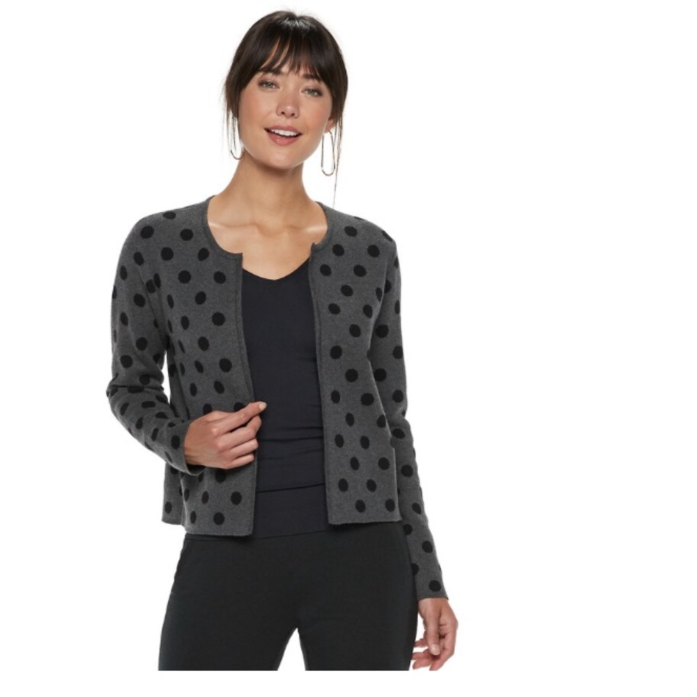 Elle Charoal Polka Dot Cardigan